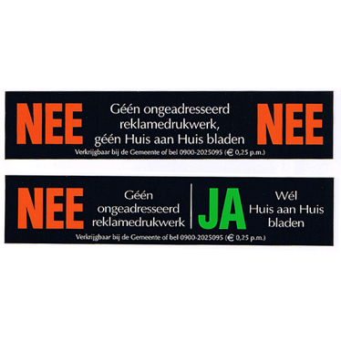 schoner Paar rechter Gratis Ja-Nee sticker voor op je brievenbus - Gratis.nl