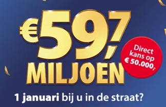 Op 1 januari valt de PostcodeKanjer van €59,7 miljoen!