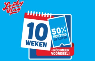 Gratis 10 loten, 10 weken 50% en kans op €10.000